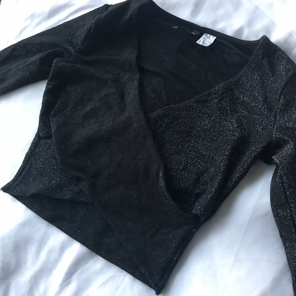 Metallic Wrap-Over Crop Top